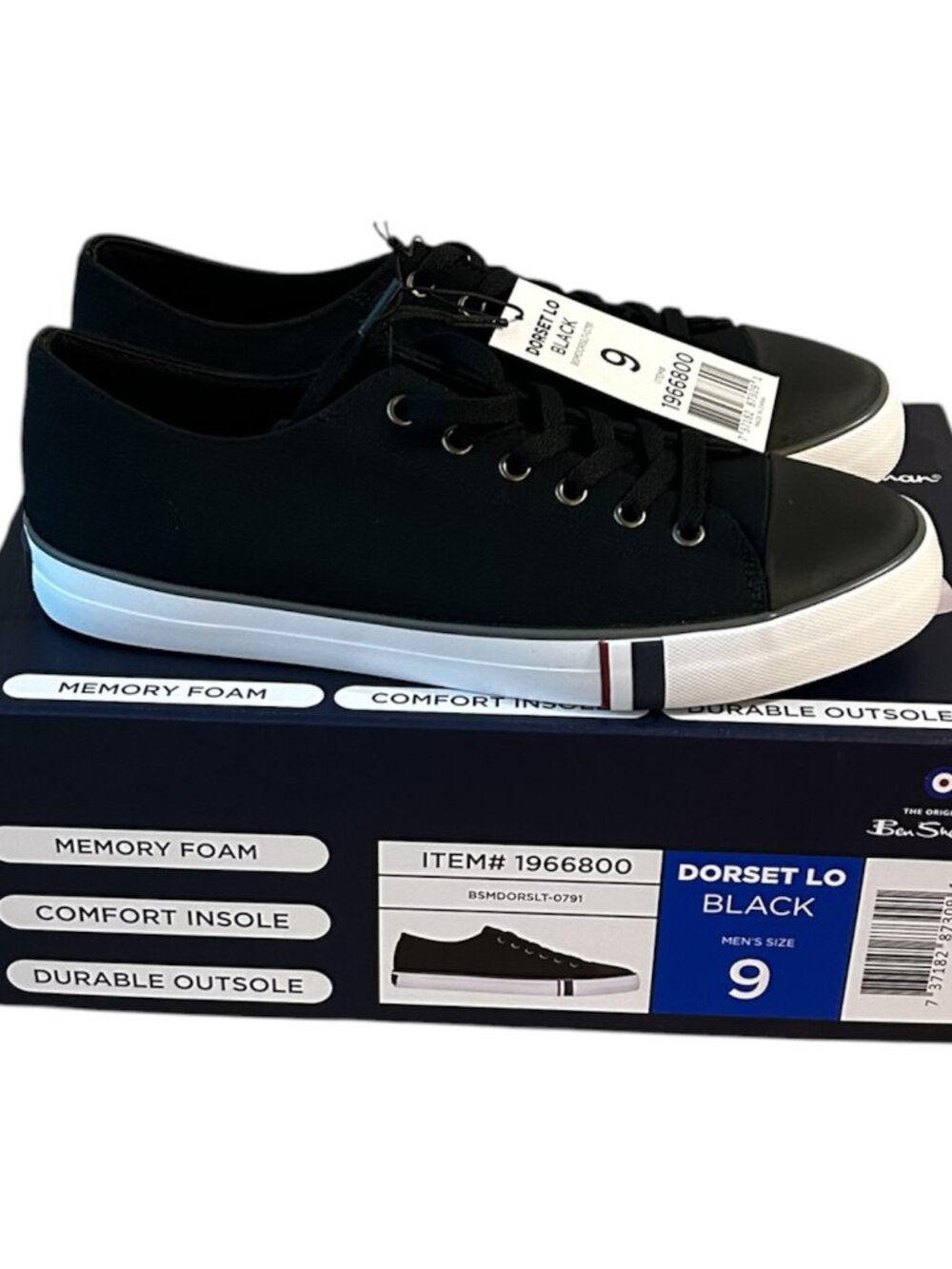 Ben Sherman Men's Canvas Shoe Memory Foam Black Size 9